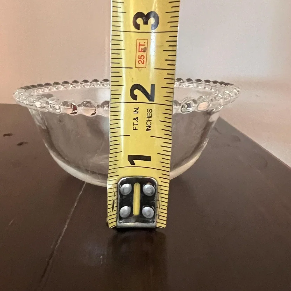 Vintage Clear Glass Beaded Rim Bowls Set of 2 Small Serving Dessert Condiment